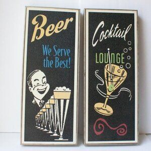 Vintage 2 Framed Art Deco Vinyl Poster Bar Restaurant Lounge Wall Art 9" by 21"